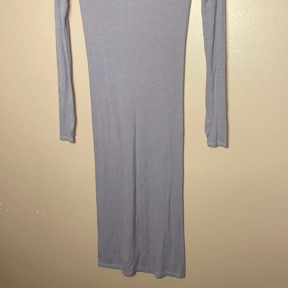Enza Costa Mock Neck Rib Silk Midi in Lilac - Picture 2 of 5